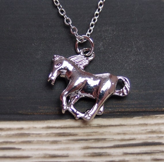 horse necklace sterling silver filled silver running horse