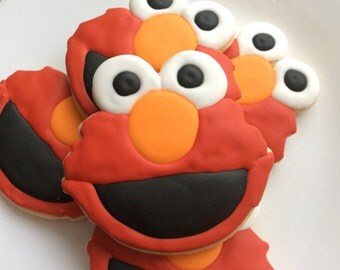 ELMO Inspired Cookie Party Favors Sesame Street birthday party elmo party ideas elmo birthday party decorated cookies royal icing cookie