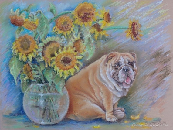 Still life with Bulldog Animal art Dog portrait by ...