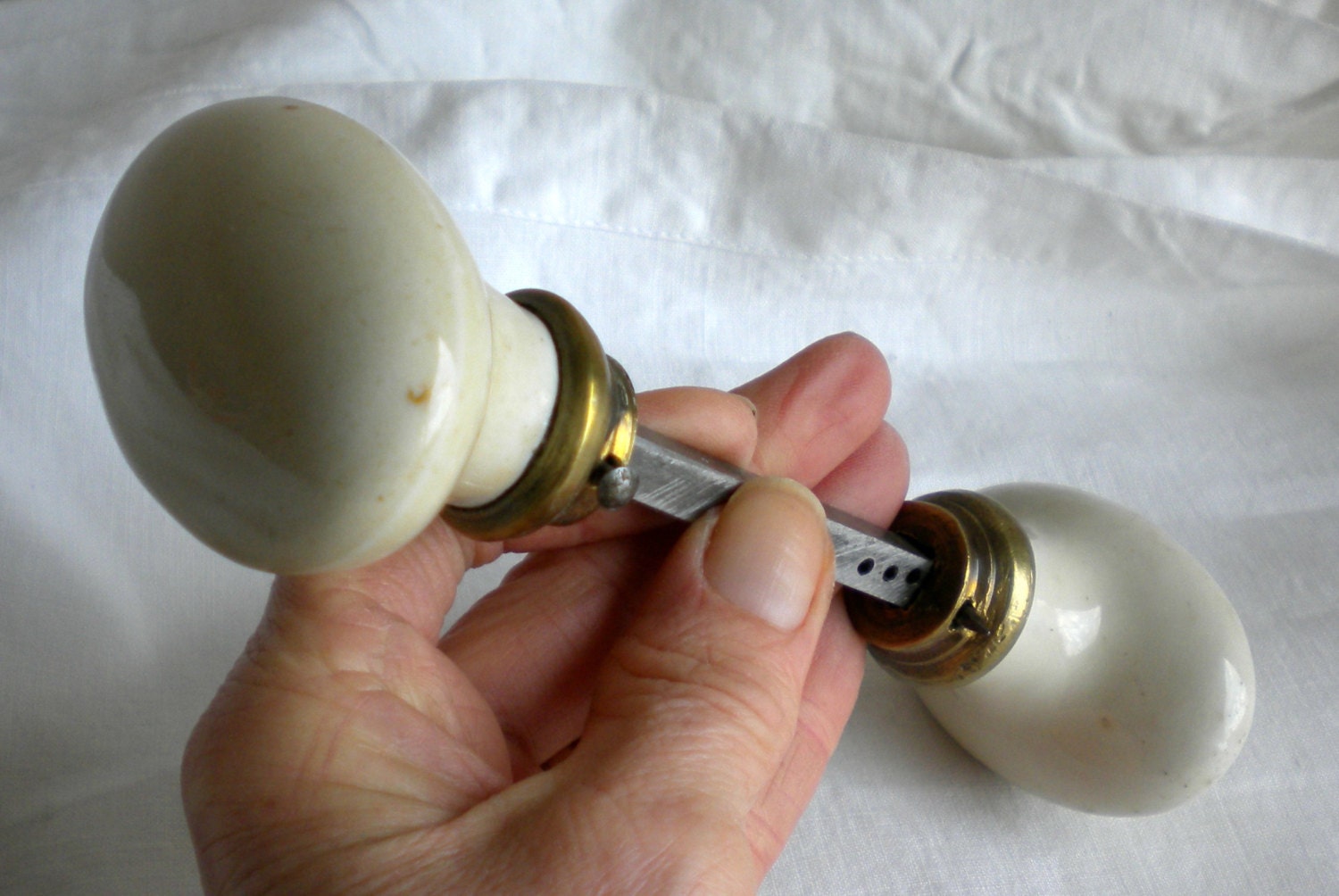 Ivory porcelain door knobs, vintage knobs, 1900s, memorabilia,french