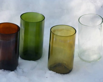 16 oz Wine Bottle Drinking Glasses Tumblers - Up-cycled from Used Wine Bottles