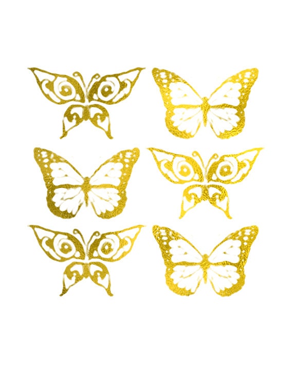 Gold Butterfly Print Gold Foil Gold Foil Print by GoldByCafeInk