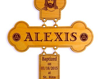 Custom Baptism Cross, Child's Name Christening Day Keepsake, First Holy Communion Keepsake, Wooden Decorative Cross, Baptism Gift,