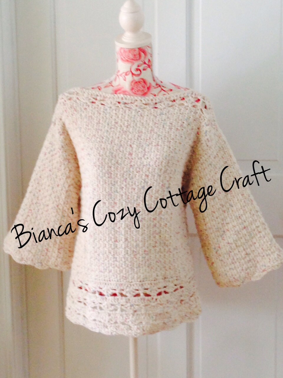 Crochet cotton sweater handmade sweater by BsCozyCottageCrafts