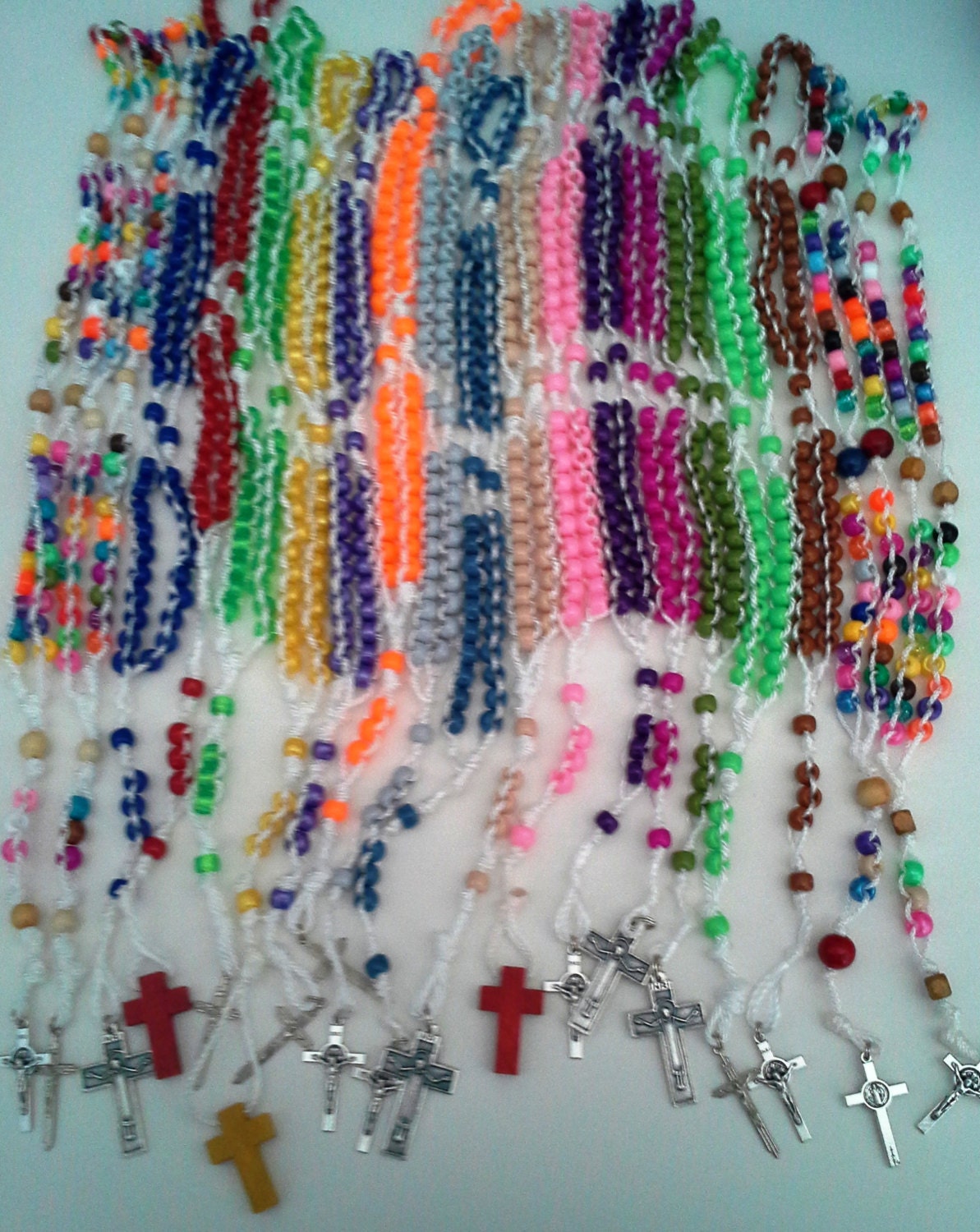 Hand Knotted Ladder Style Rosary with white cord