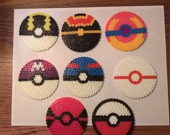 Items similar to Tiny Pokeball - Perler Bead - keychain, magnet or ...