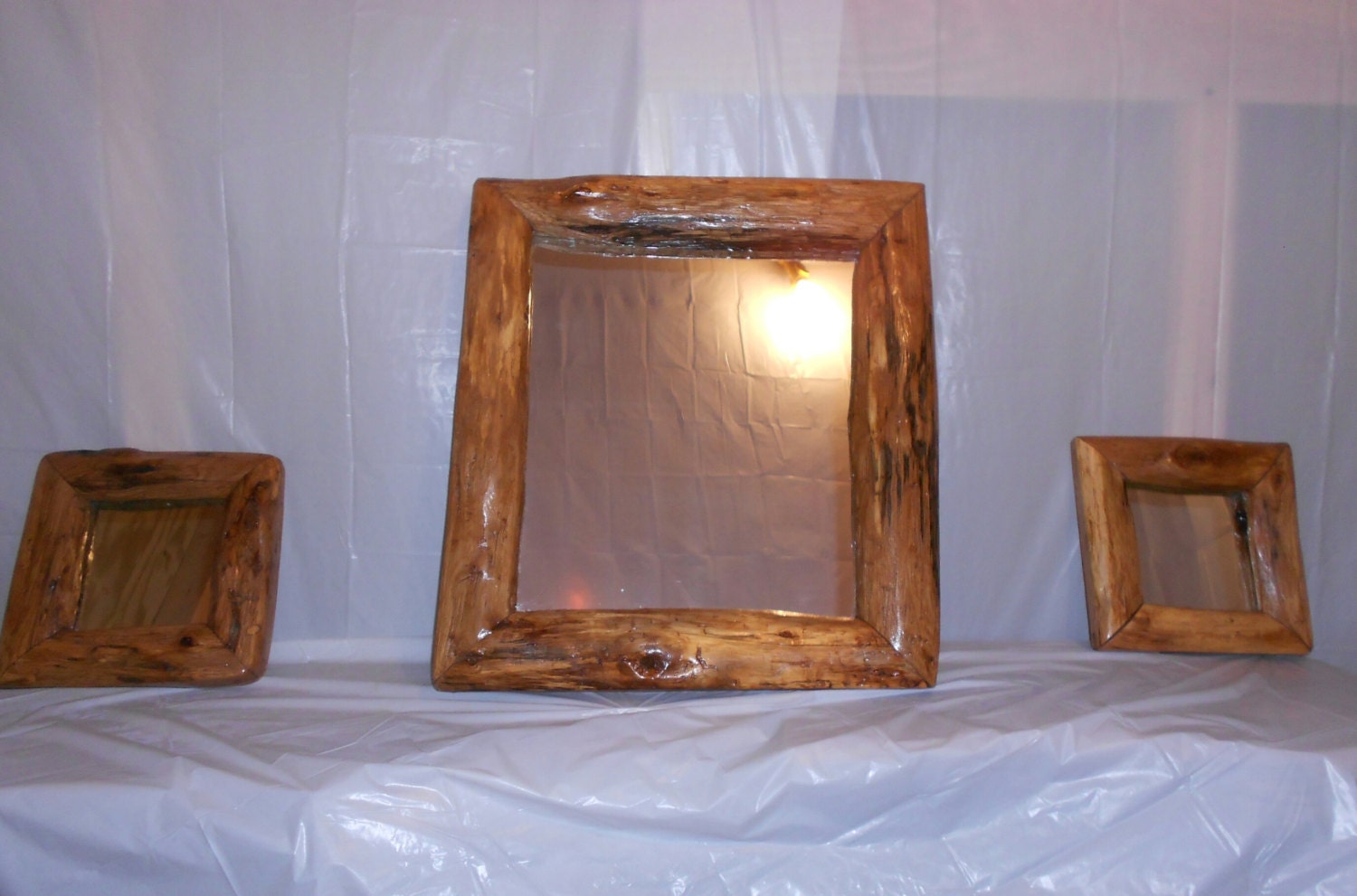 Three rustic mirrors.. beautiful set by backwoods85 on Etsy
