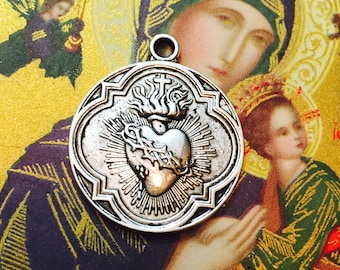 1pc SACRED HEART MEDAL Sacre Coeur Religious 300 Indulgences