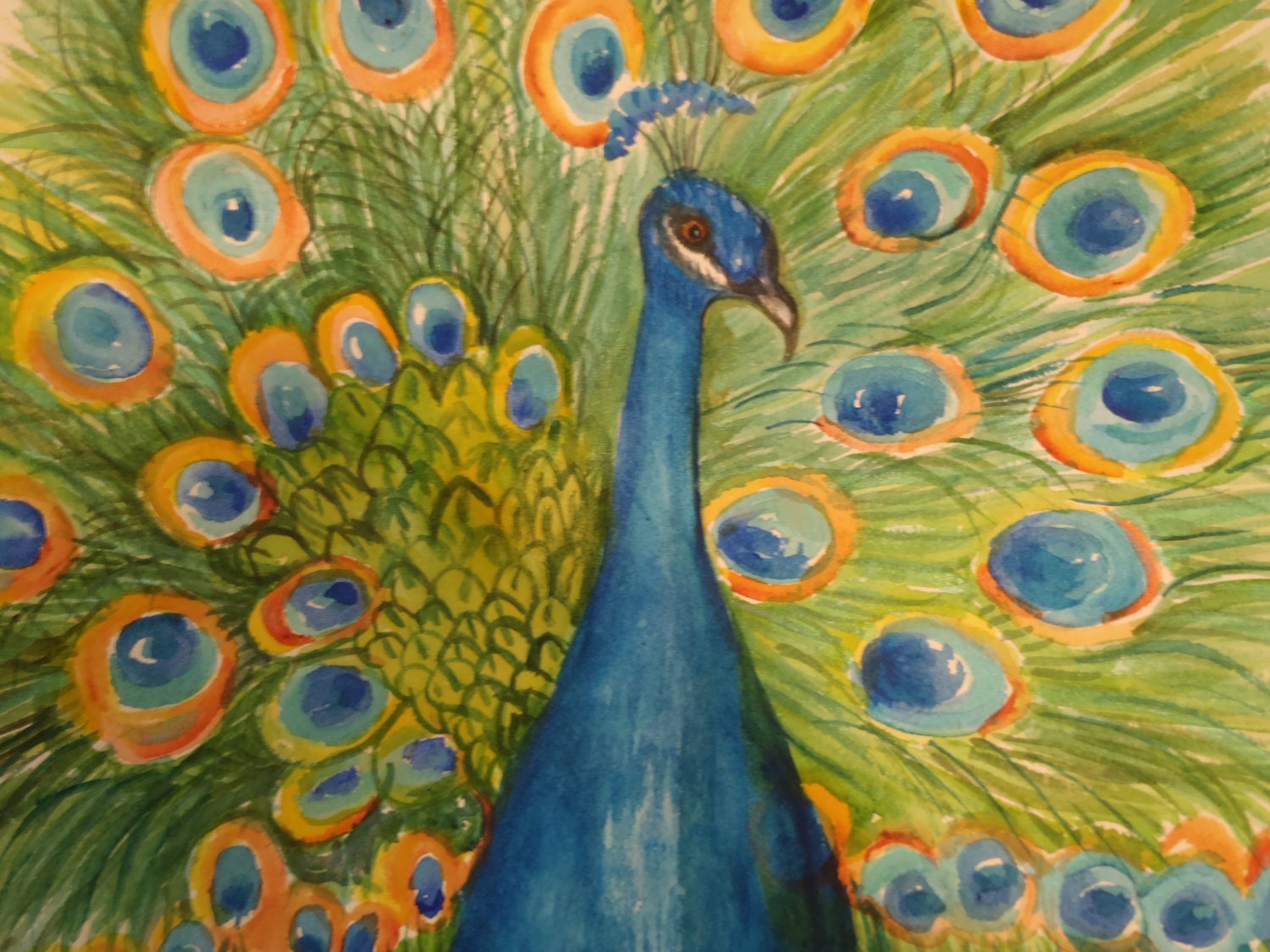 Peacock watercolors paintings original Bird painting