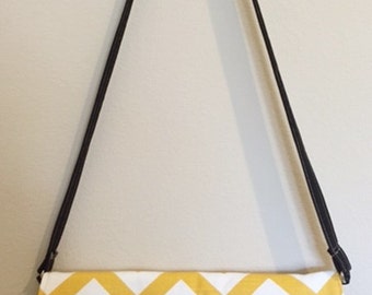 Cross body Hipster Bag | Envelop Handbag Purse | Chevron Corn Yellow Black | Ready to Ship