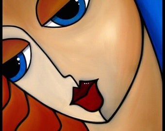 Believe In It - Original Abstract painting Modern pop Art Contemporary Portrait FACES by Fidostudio