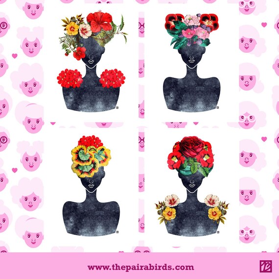Flower Crown Silhouette Art Print 0001 Dark Botanical