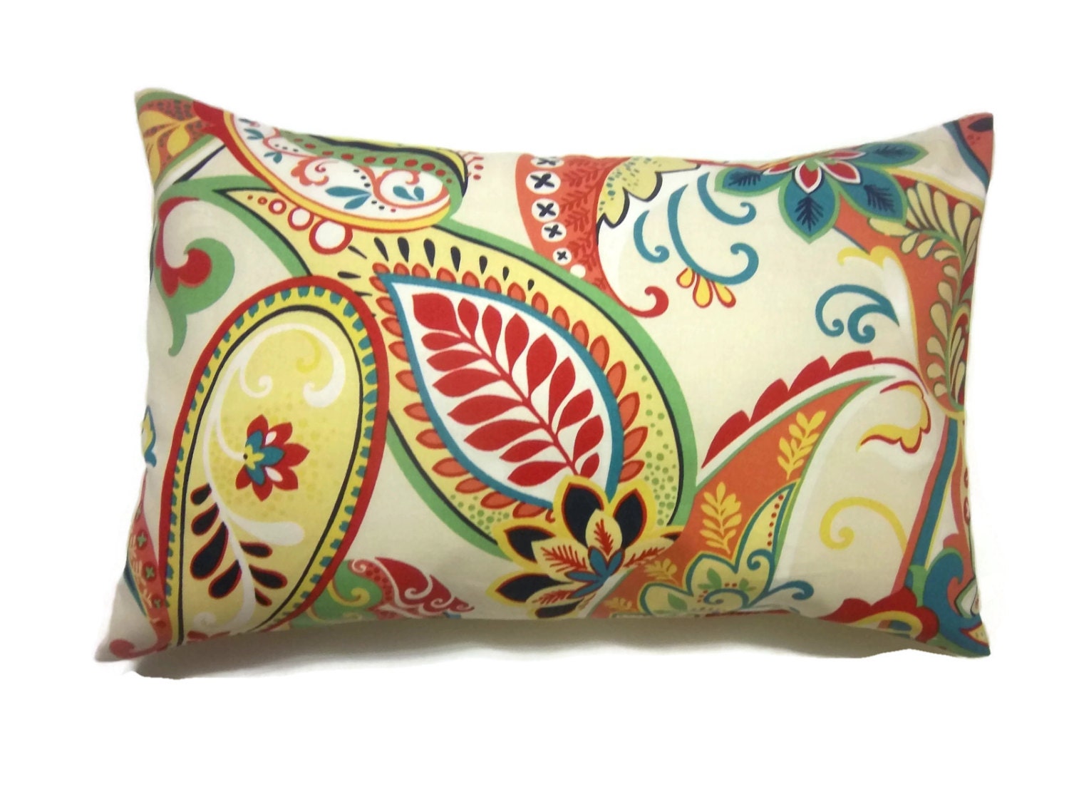 Decorative Pillow Cover Lumbar Multicolored Paisley Same