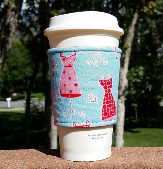 Fabric coffee cozy / cup holder / coffee sleeve / coffee
