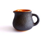 Small Vintage Hanstan milk jug, orange and brown, lava pottery, Australian pottery, holds 1/2 cup, 1960s, V0319
