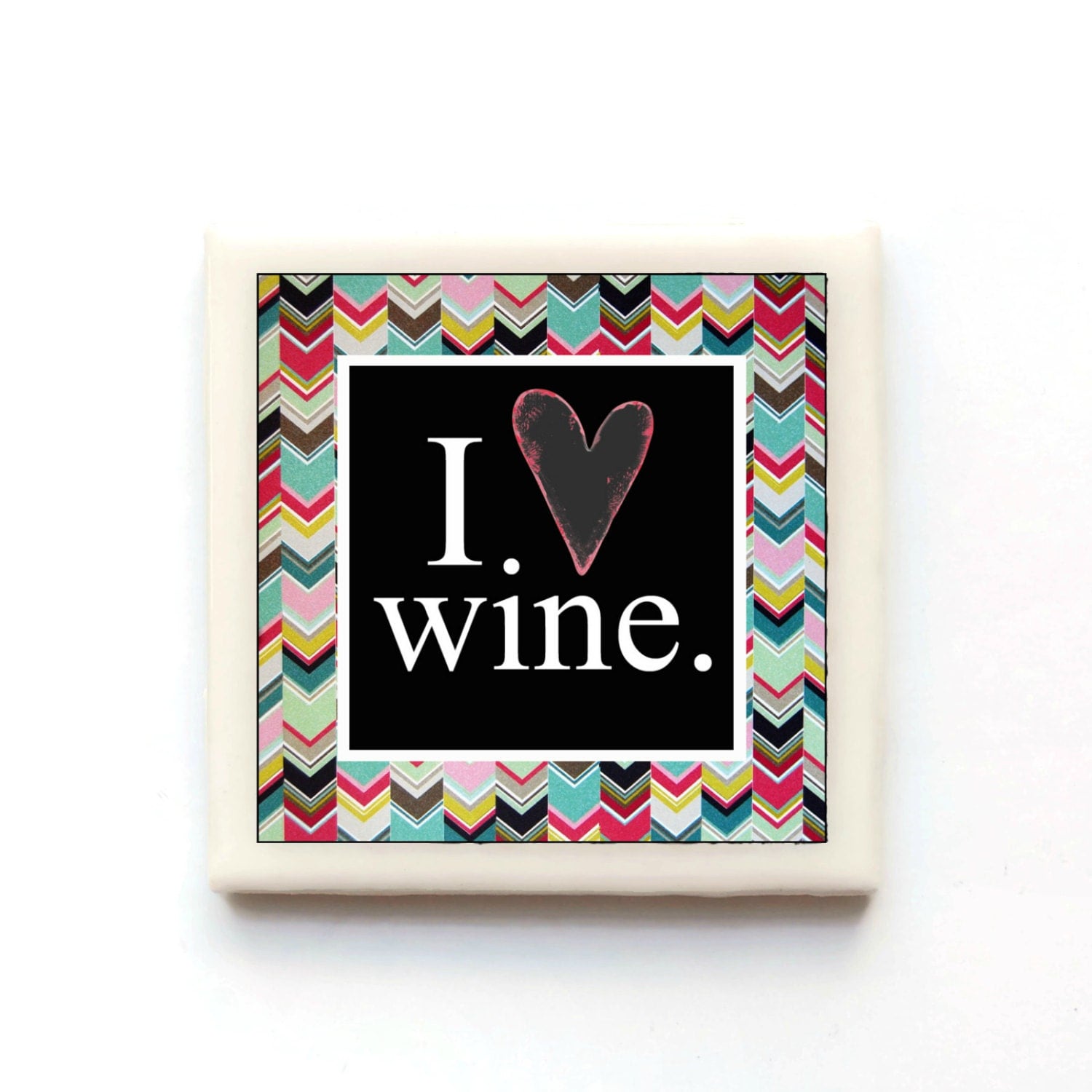 I HEART Wine Tile Magnet