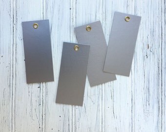 25 Silver Paper Tags, Wedding Escort Tags, Christmas tags, Silver Tags, Brass Grommet, Wire Ties