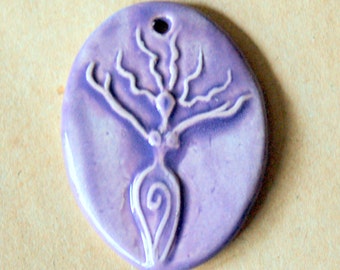 Uprising Goddess Bead - Stoneware Oval Goddess Bead in Lovely Lavender - Blessingway Gift