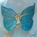 Teal Blue Leather Fairy Barrette