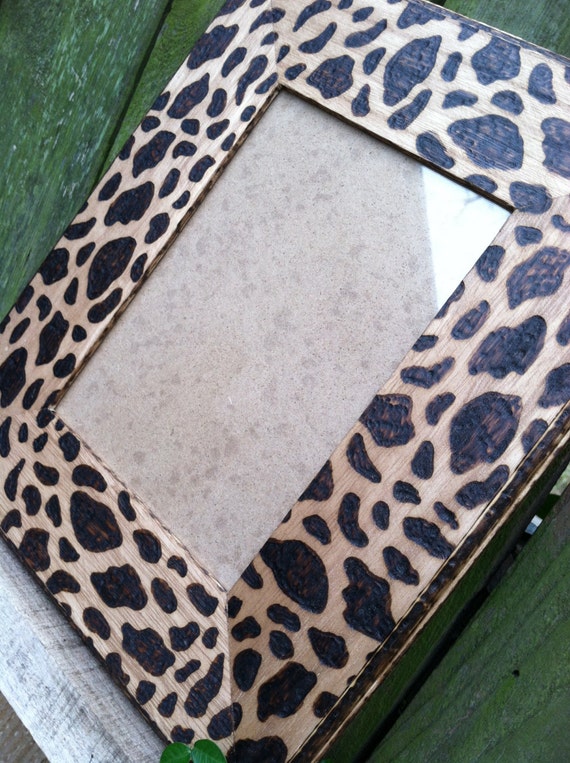 Wood Burned Animal Print Picture Frame
