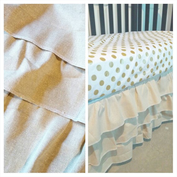 Items similar to Metallic Gold Dot Fitted Crib Sheet, and 3 tier Ruffle