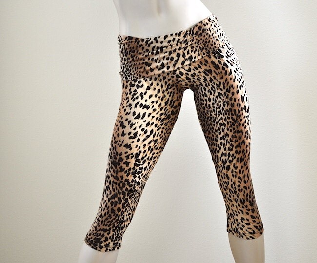 Hot Yoga Fitness Capri Pants Golden Cheetah Fold by SXYfitness