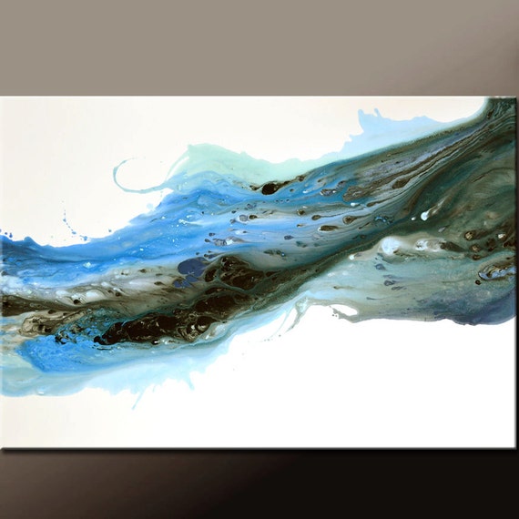 Abstract Canvas Art Painting 36x24 Original Blue Contemporary