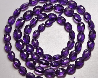 Gem African Purple Amethyst Faceted Oval Nugget Beads 21.8 inch strand