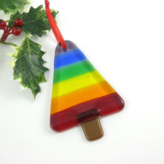christmas ornament fused glass rainbow tree by dpholkdesigns christmas ornament fused glass rainbow tree by dpholkdesigns