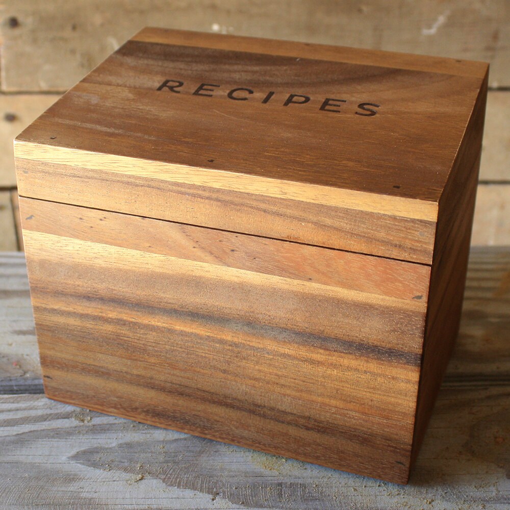 Acacia Wood Recipe Box Box Only