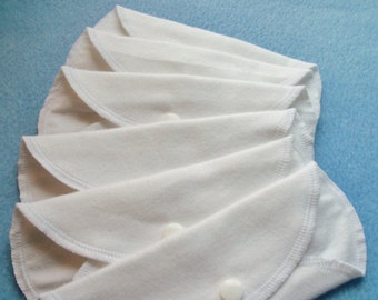 100% cotton panty liners, thin and light cloth pads (2 layer white cotton) reusable cloth pads, cloth pantyliners
