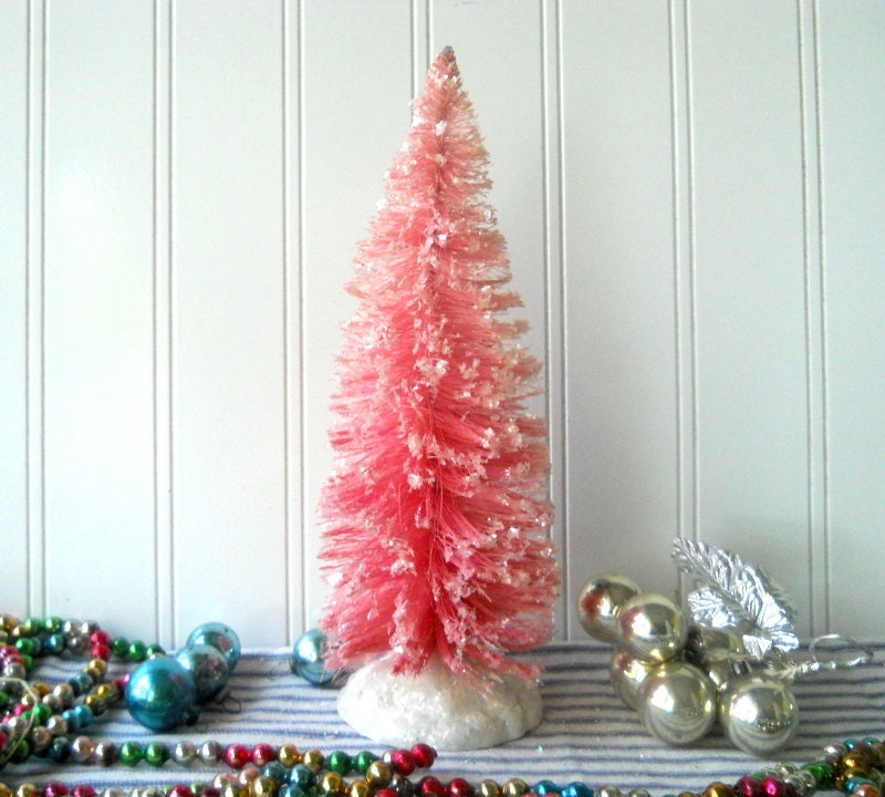 Pink Bottle Brush Christmas Trees 