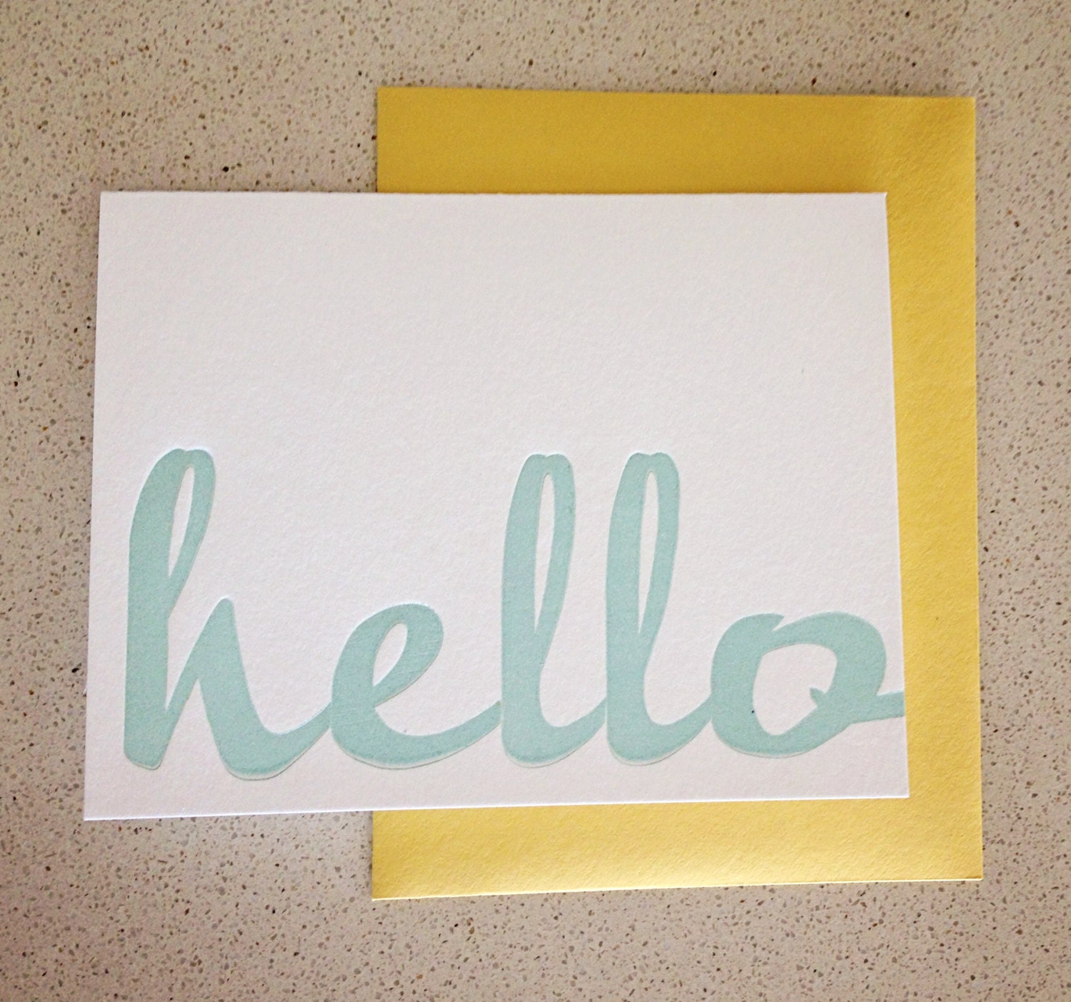 hello script letterpress card by 622press on Etsy