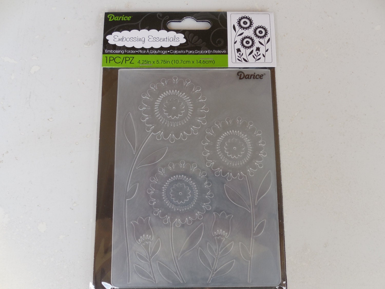 Darice Embossing Essentials Embossing Folder Floral Trio