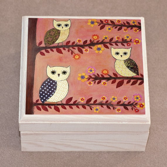 Wise Owl Jewelry Box Handmade Owl Gift