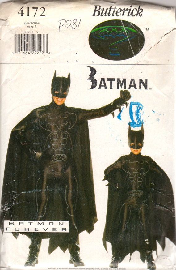 Butterick 4172 Mens BATMAN Costume Pattern Adult Teen Super