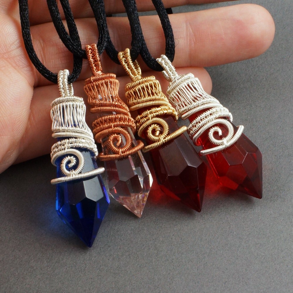 SALE Wire Woven Crystal Point Pendant Wire Wrapped Jewelry