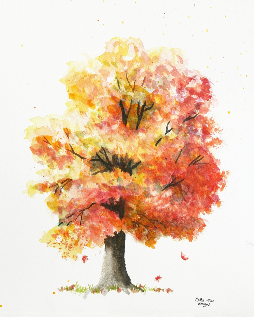 watercolor autumn trees