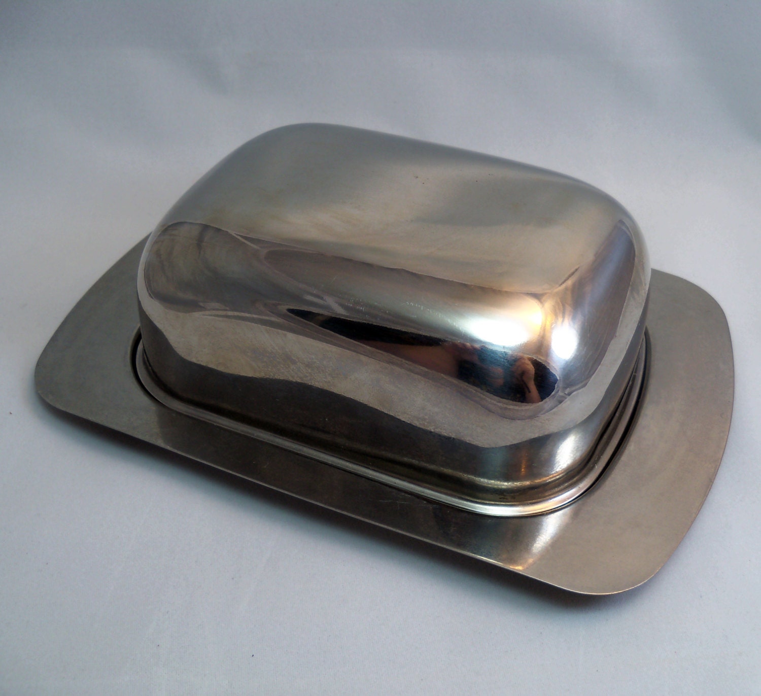 SALE Vintage Stainless Steel Square Butter Dish Haute Juice