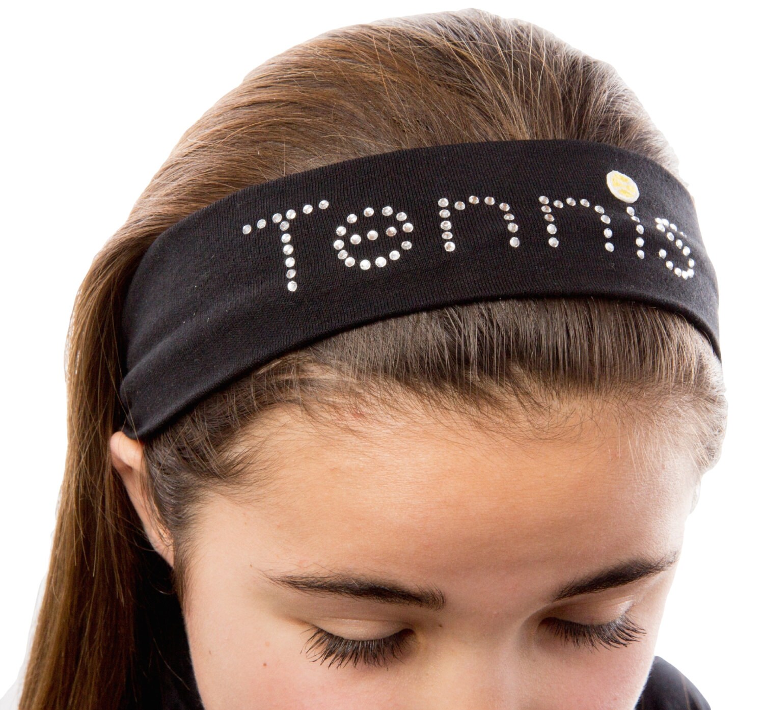 TENNIS Rhinestone Cotton Stretch Headband with Embroidered