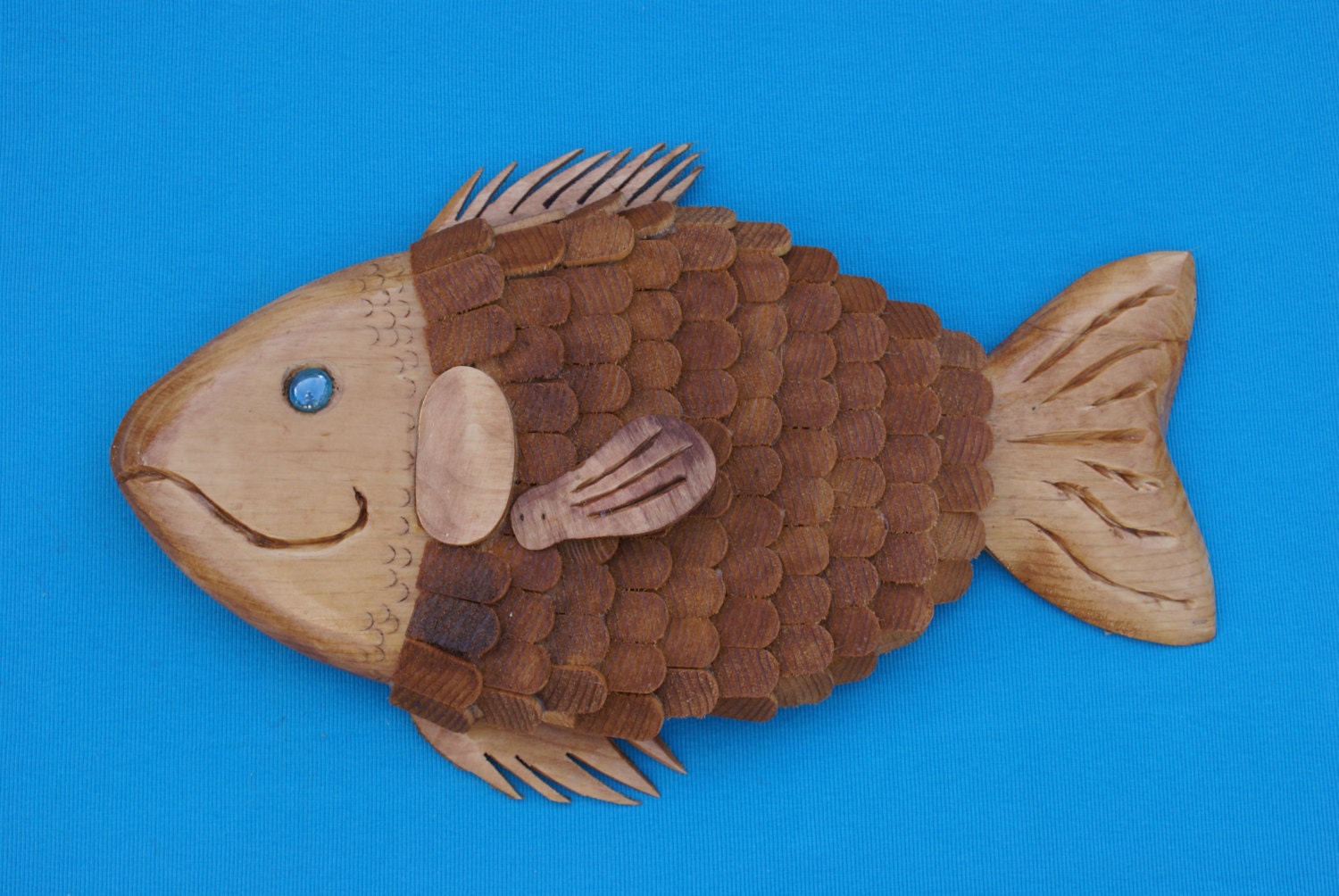 Fish wall hanging Wooden fish with individual wood scales