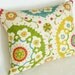 Colorful Suzani Pillows, 14x18 Lumbar Pillow Covers, Large Medallions, Accent Cushion, Cream Green Red Yellow Turquoise, Eclectic Decor