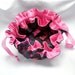 Circular Jewelry Pouch with Pockets, Pinks and Black, Bright Cotton, Butterflies Motif