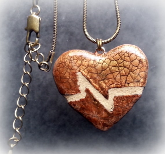 Heart Necklace Copper and Brass Beating Heart by michemozaix
