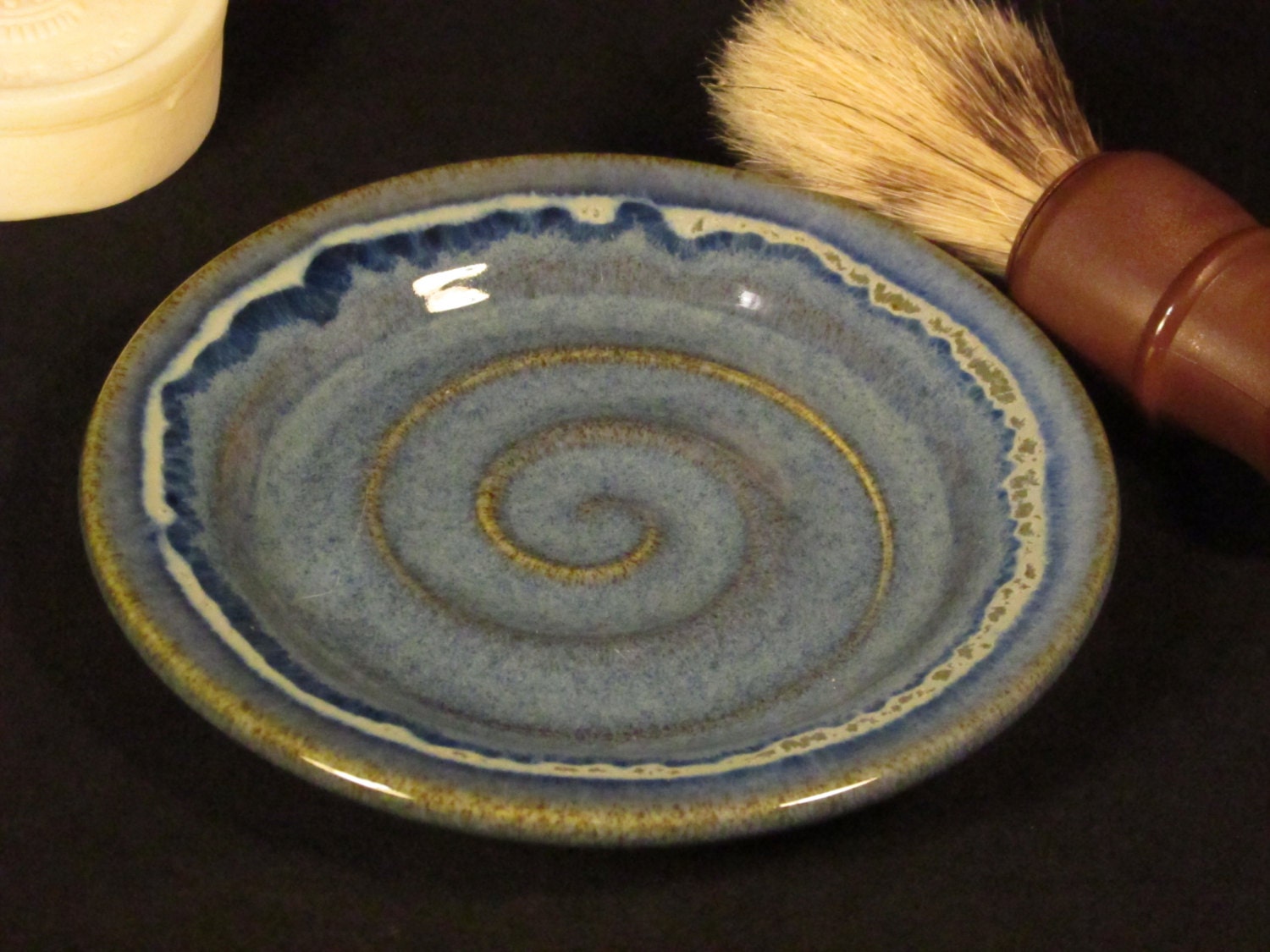 Shaving Soap Plate Soap Dish Blue and White Soap Plate