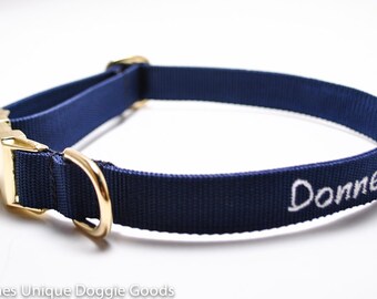 Gold Metal Buckle Personalized Dog Collar - Classic Solid