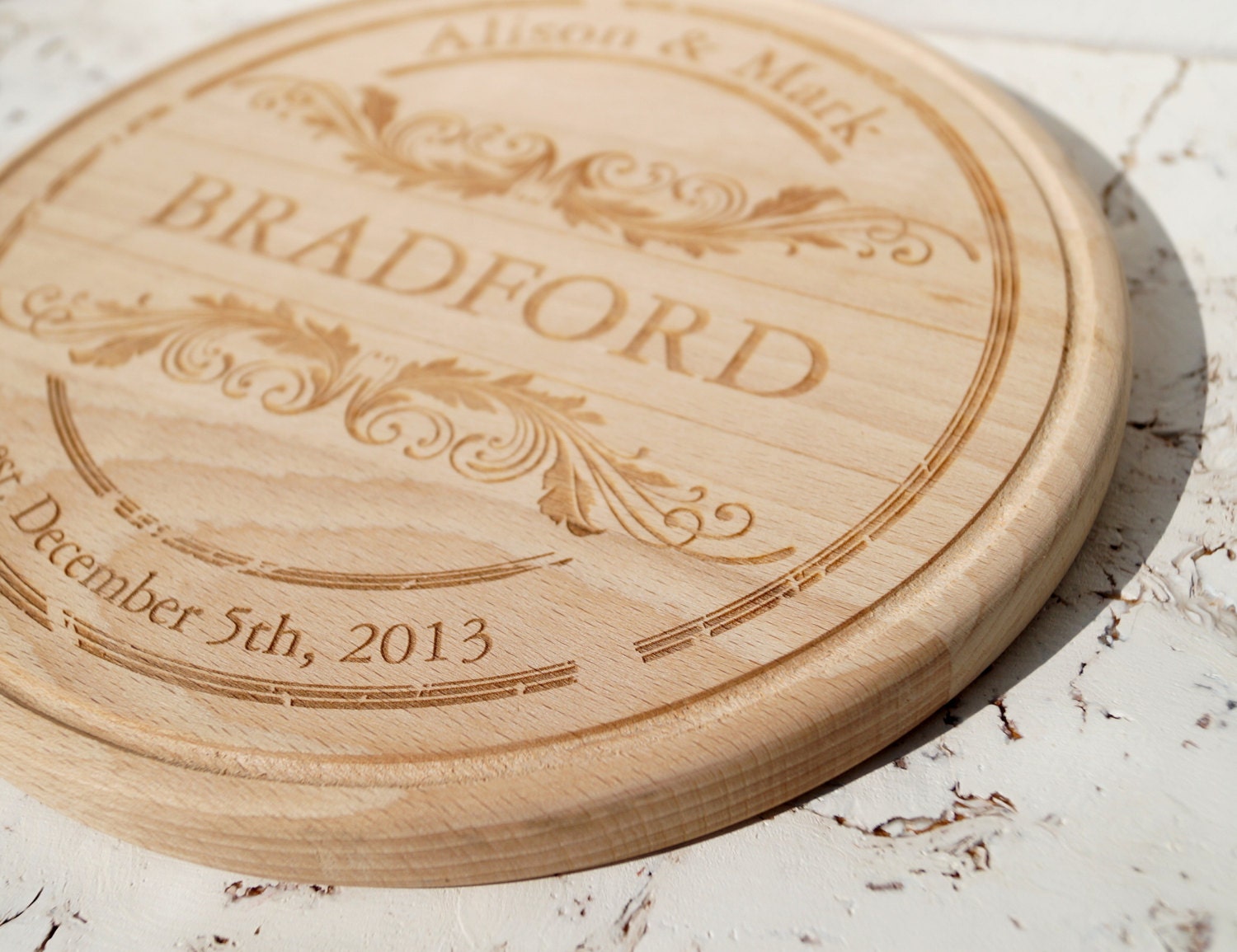 Personalized cutting board round wooden custom by MariaKonstantin