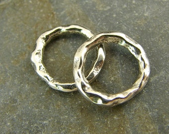 Rustic Round Links Artisan Sterling Silver - 2 Pieces - lrrc