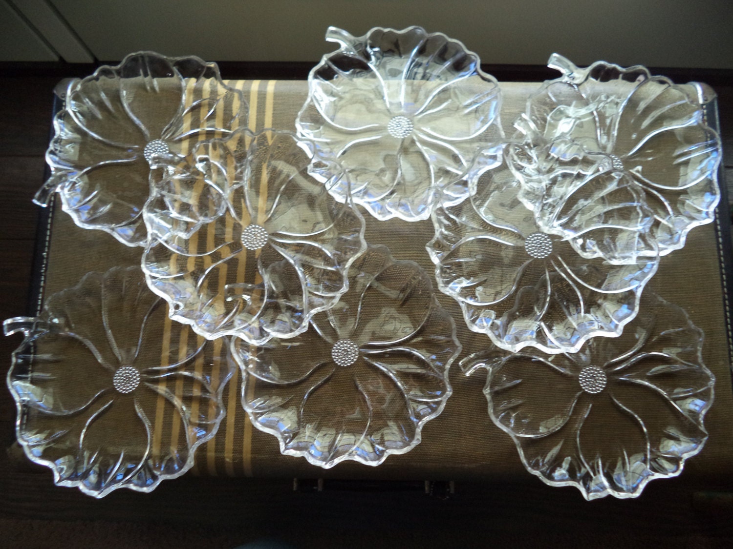 8 Vintage Glass Flower Shaped Plates by AlphieBug on Etsy