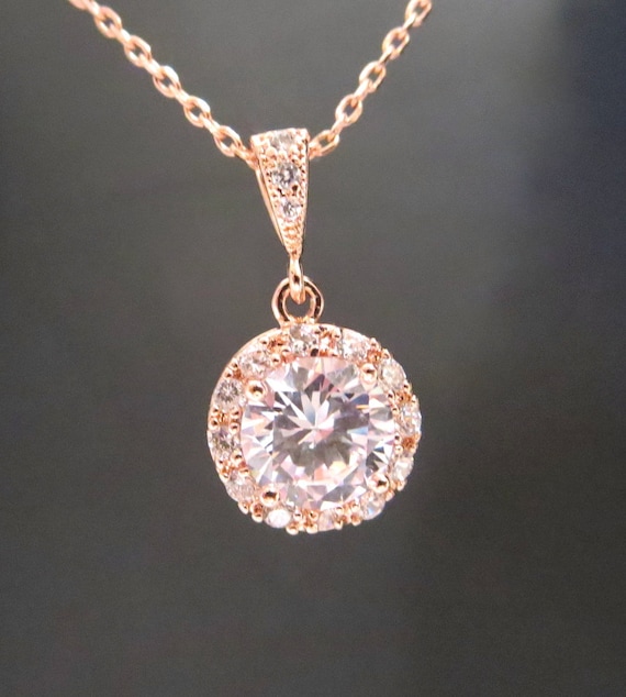 Crystal Wedding necklace Rose Gold Bridal necklace by treasures570